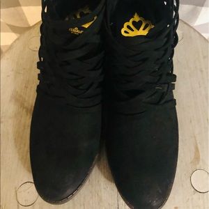 Fergalicious black suede booties